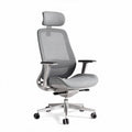 Chaise de bureau ergonomique en maille grise avec accoudoirs et soutien lombaire 70 x 70 x 120cm