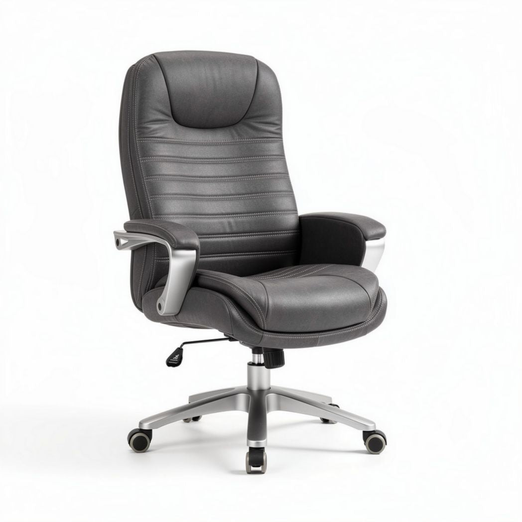 Chaise de bureau en cuir noir avec accoudoirs et roulettes 70 x 70 x 120cm