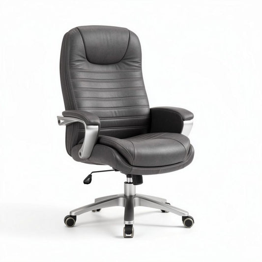 Chaise de bureau en cuir noir avec accoudoirs et roulettes 70 x 70 x 120cm