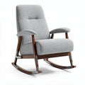 Fauteuil à bascule en tissu gris avec structure en bois de hêtre 80 x 70 x 90cm