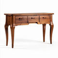 Table en bois massif avec trois tiroirs finition noyer 120 x 50 x 75cm