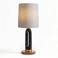 Lampe de table en métal noir avec abat-jour en tissu gris 20 x 20 x 45cm