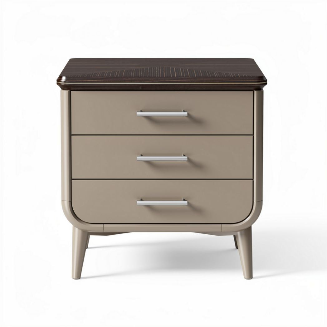 Table de nuit moderne en bois et métal finish beige 50 x 40 x 45cm