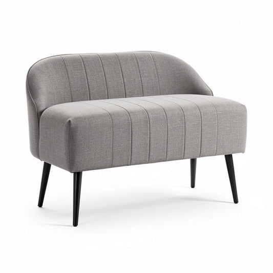 Canapé en tissu gris avec pieds en métal noir dimensions 120 x 70 x 75cm