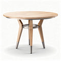 Table ronde en bois de chêne avec pied en métal argenté 80 x 80 x 75cm